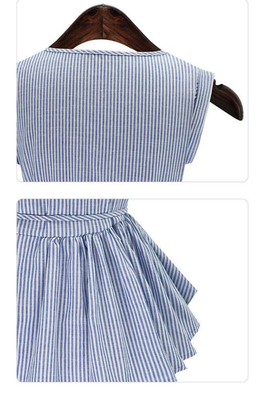 Maieu modern de damă cu cravate și decolteu O în albastru