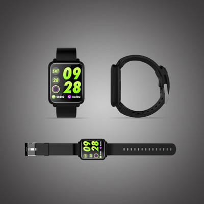 Vízálló fitnesz karkötő, M28 modell, pulzusmérő 1,3 hüvelykes színes kijelzővel - fekete szilikon szíj