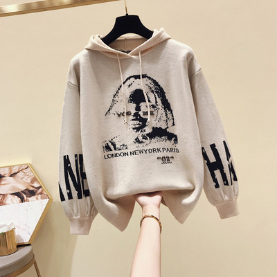 Kapucnival és rátéttel ellátott női pulóver három színben