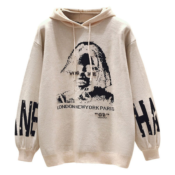 Kapucnival és rátéttel ellátott női pulóver három színben