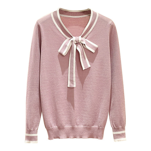 Női pulóver fekete és lila szalaggal