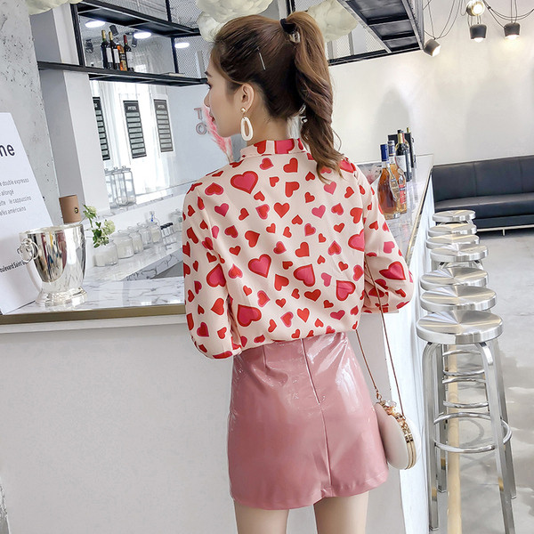 Cămașă de damă actuală cu mâneci lungi, roz