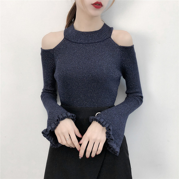 Modern női blúz lótusz ujjal és csupasz váll