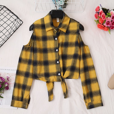 Női kockás ing öt színben - gombokkal és nyakkendőkkel