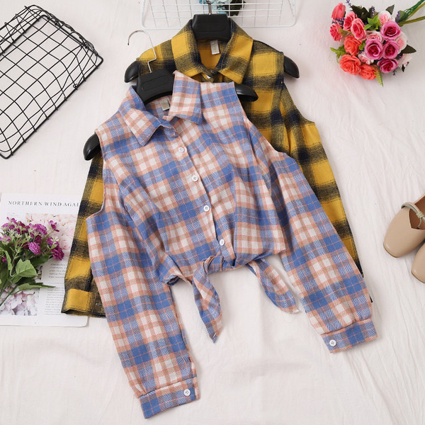 Női kockás ing öt színben - gombokkal és nyakkendőkkel