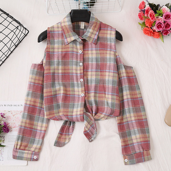 Női kockás ing öt színben - gombokkal és nyakkendőkkel