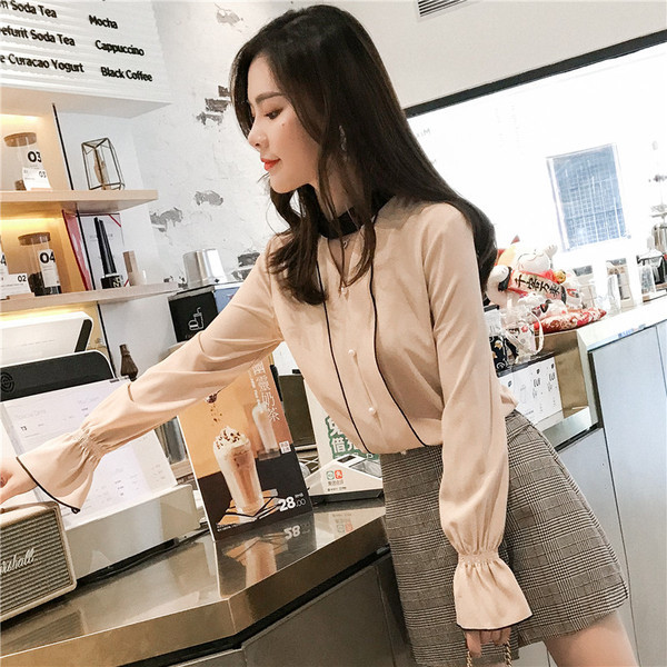 Cămașă elegantă de damă în mai multe culori cu mâneci lungi