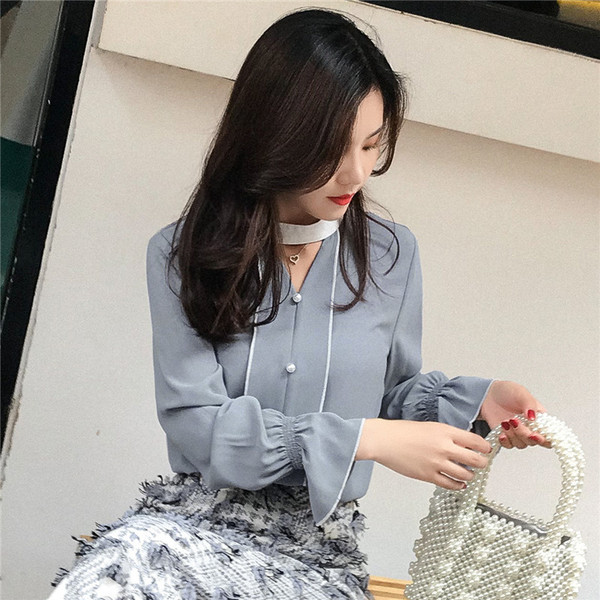 Cămașă elegantă de damă în mai multe culori cu mâneci lungi