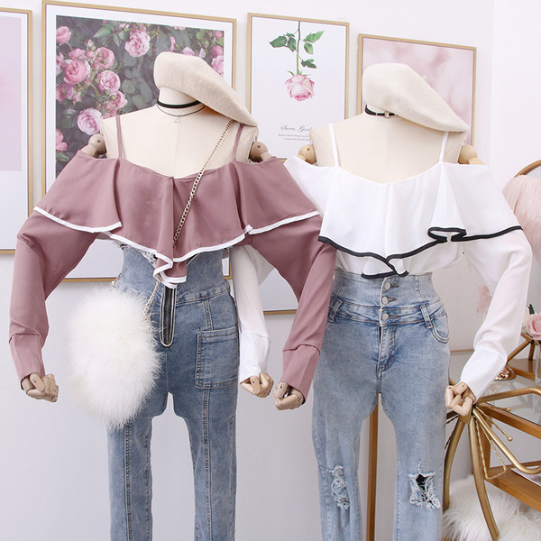 Modern női blúz csupasz váll - három színben