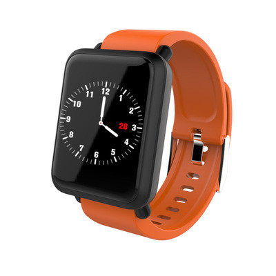 Водоустойчива фитнес гривна модел М28 измерваща сърдечният ритъм с 1.3 инча цветен дисплей - силиконова  каишка в оранжев цвят