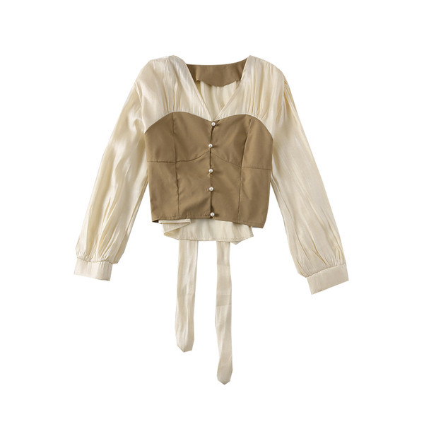 Új modell stílusos női blúz nyakkendővel több színben