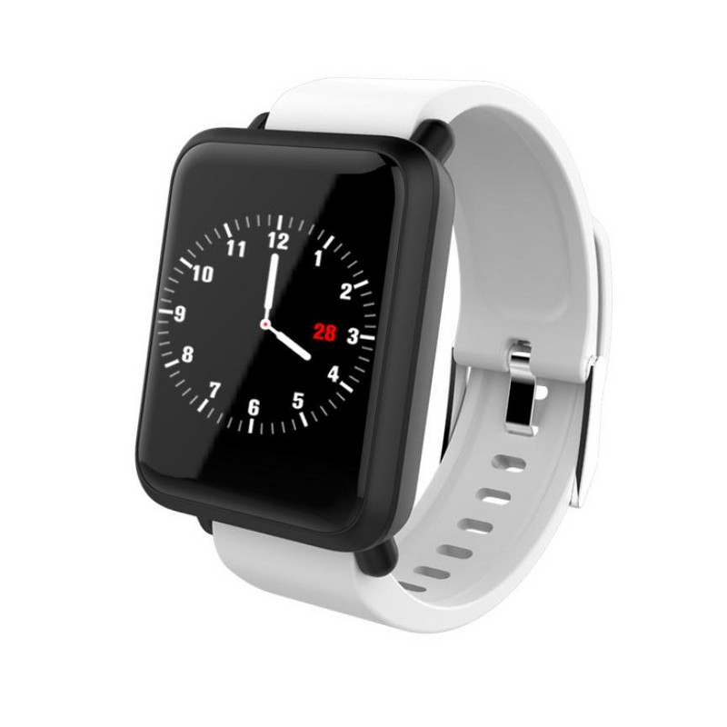 Vízálló fitnesz karkötő, M28 modell, pulzusmérő 1,3 hüvelykes színes kijelzővel - fehér szilikon szíj