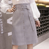 Fusta dama in carouri actuala in doua culori cu curea