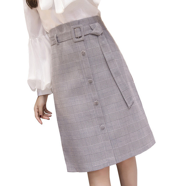 Fusta dama in carouri actuala in doua culori cu curea