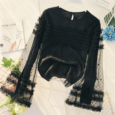 Modern női ing széles ujjal és gyöngyökkel több színben