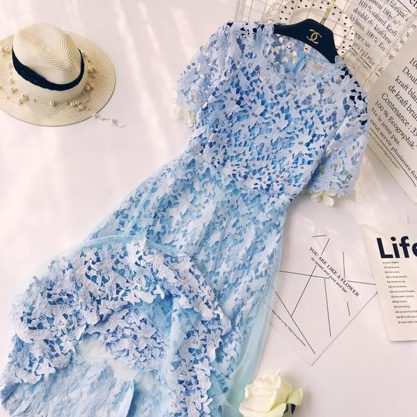 Elegáns női csipkeruha, rövid ujjal több színben