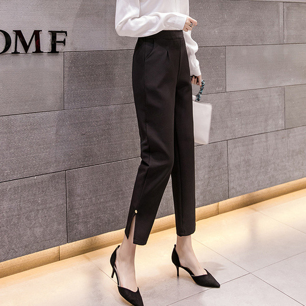 Stílusos női nadrág elasztikus derékkal, fehér és fekete színben