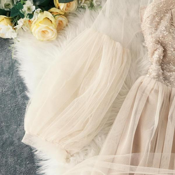 Rochie de dama eleganta cu maneci lungi si tul in mai multe culori