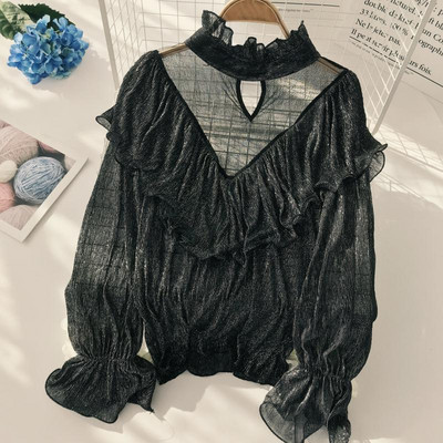 Stílusos női ing magas gallérral, négy színben