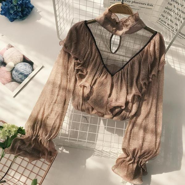 Stílusos női ing magas gallérral, négy színben