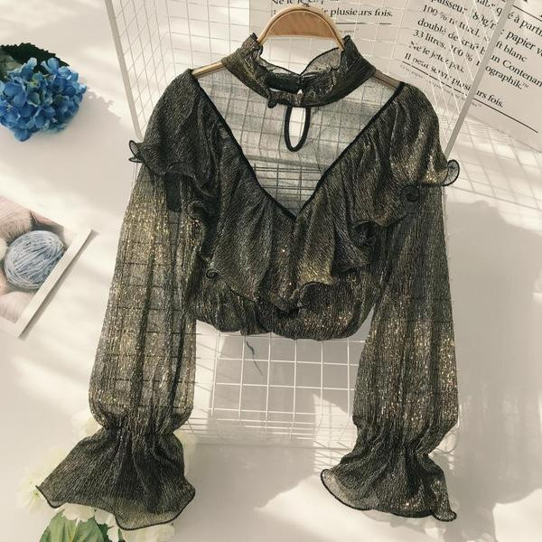 Stílusos női ing magas gallérral, négy színben