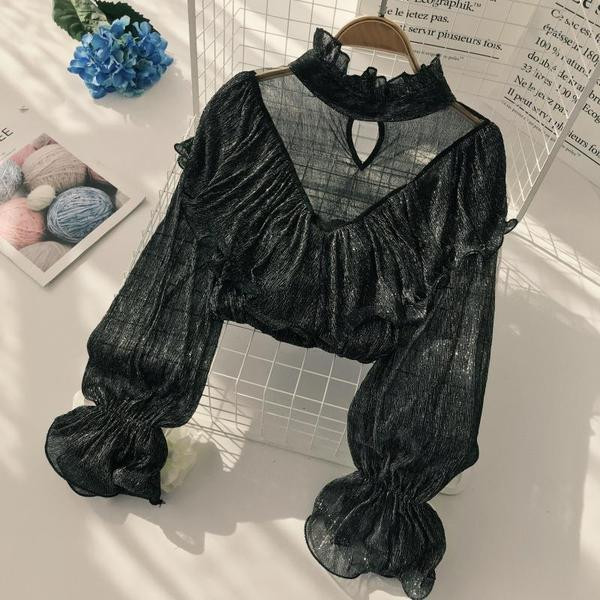 Stílusos női ing magas gallérral, négy színben