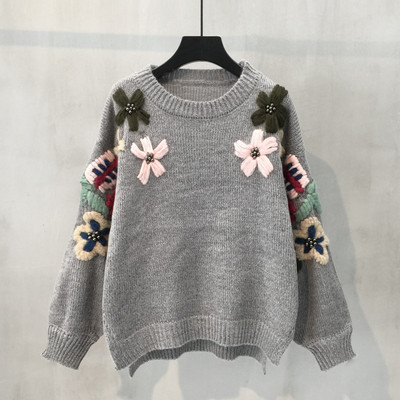 ÚJ Stílusos női pulóver színes hímzéssel, három színben