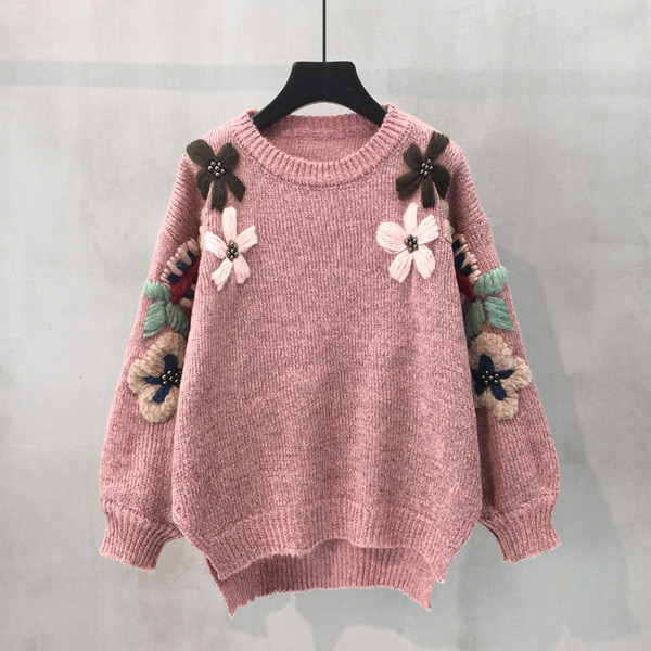 ÚJ Stílusos női pulóver színes hímzéssel, három színben