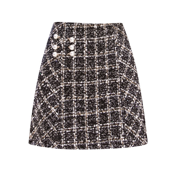 Fusta dama in carouri actuala cu nasturi