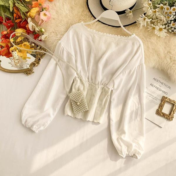 Καθημερινή  γυναικεία μπλούζα με μακρύ μανίκι σε μαύρο και άσπρο χρώμα