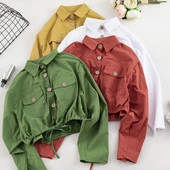 Camasa de dama model nou in cinci culori cu cravate si buzunare