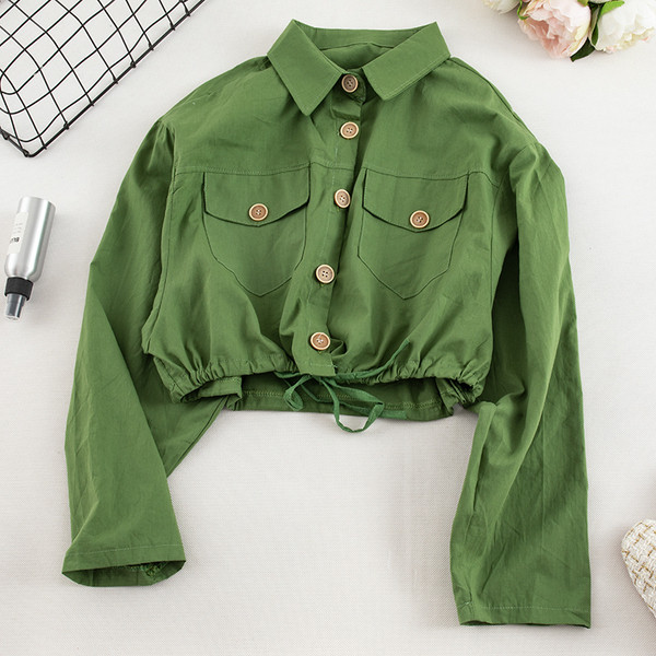 Camasa de dama model nou in cinci culori cu cravate si buzunare