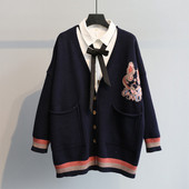 Cardigan dama cu broderie colorata in mai multe culori