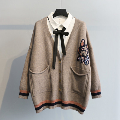 Cardigan dama cu broderie colorata in mai multe culori