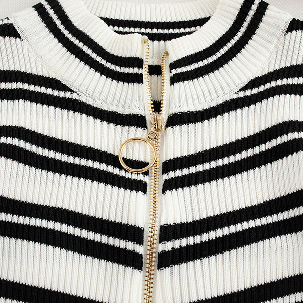 Csíkos női blúz két színben, cipzárral