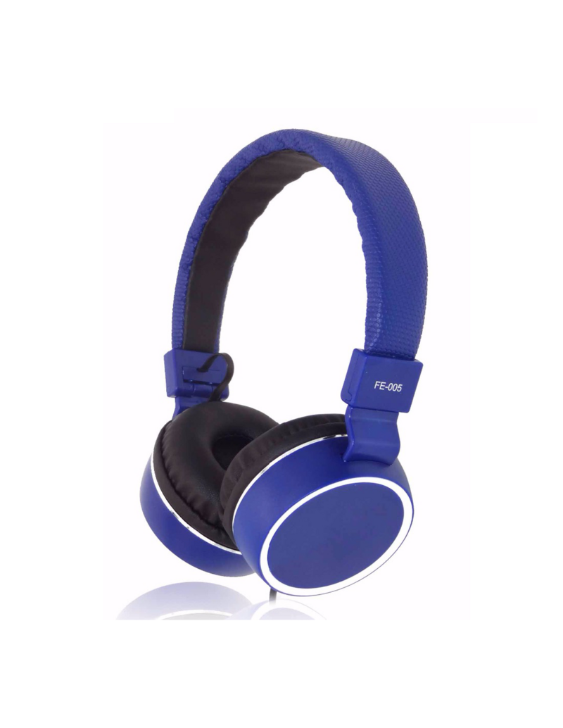 Stereo слушалки модел FE-005 с микрофон в син цвят - дължина на кабел 1.3 m