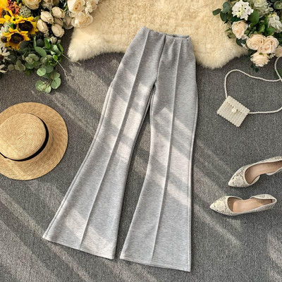 Καθημερινό γυναικείο παντελόνι με ψηλή  μέση σε μαύρο και γκρι χρώμα