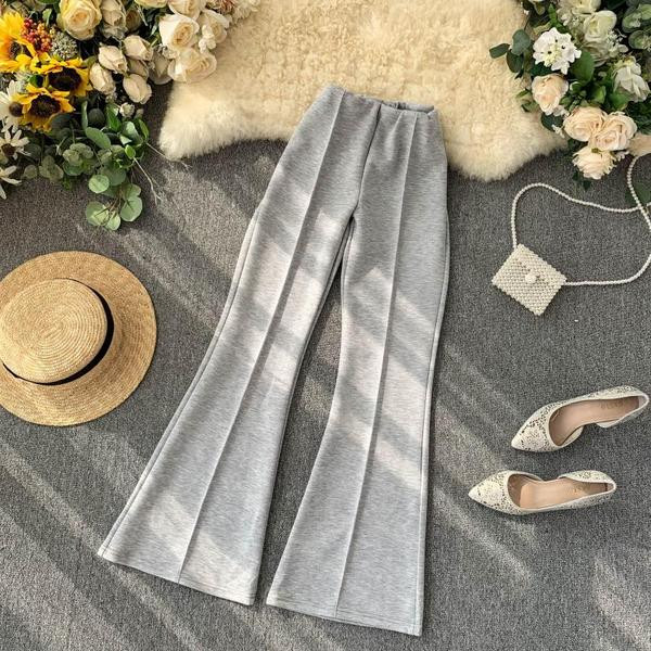 Καθημερινό γυναικείο παντελόνι με ψηλή  μέση σε μαύρο και γκρι χρώμα