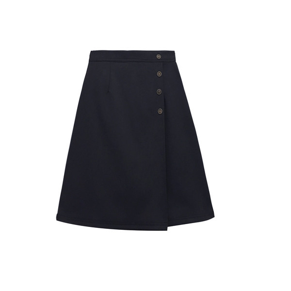 Μοντέρνα μαύρη γυναικεία φούστα με κουμπιά