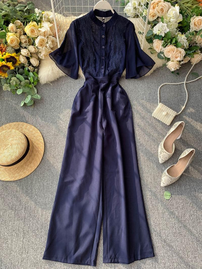 Elegáns női overál 3/4-es ujjal, csipkével több színben