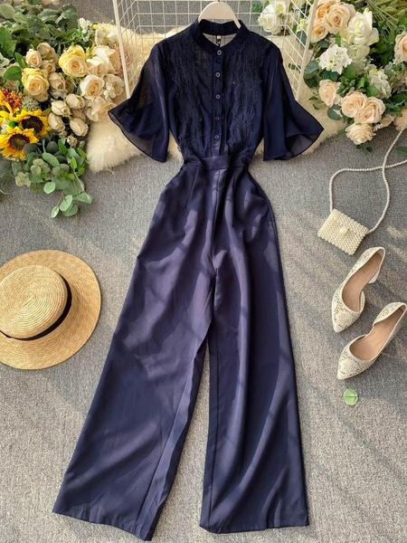 Elegáns női overál 3/4-es ujjal, csipkével több színben