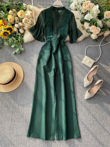 Elegáns női overál 3/4-es ujjal, csipkével több színben