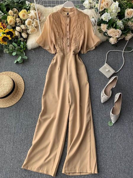 Elegáns női overál 3/4-es ujjal, csipkével több színben