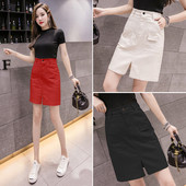 Μοντέρνα γυναικεία φούστα σε τρία χρώματα με σχισμή