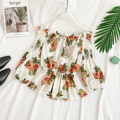 Μοντέρνα γυναικεία μπλούζα με  μανίκια και floral σχέδια σε διάφορα χρώματα