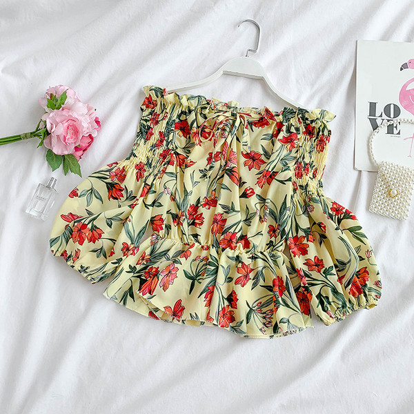 Μοντέρνα γυναικεία μπλούζα με  μανίκια και floral σχέδια σε διάφορα χρώματα