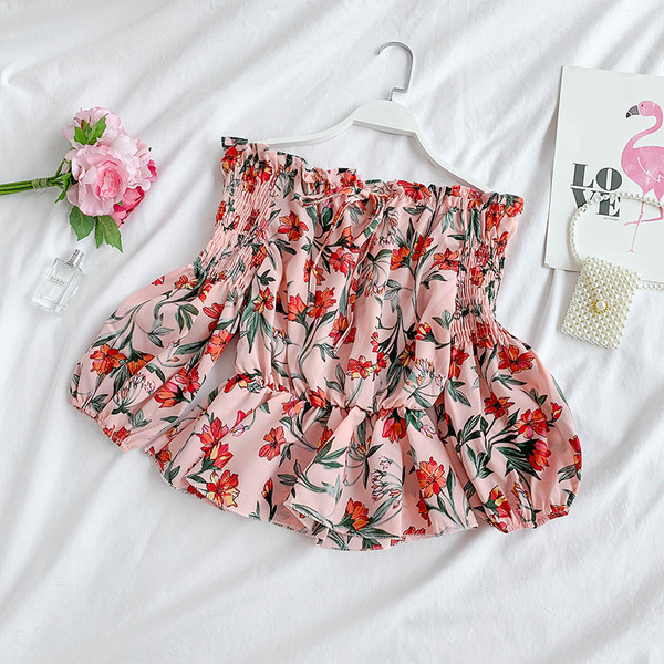 Μοντέρνα γυναικεία μπλούζα με  μανίκια και floral σχέδια σε διάφορα χρώματα