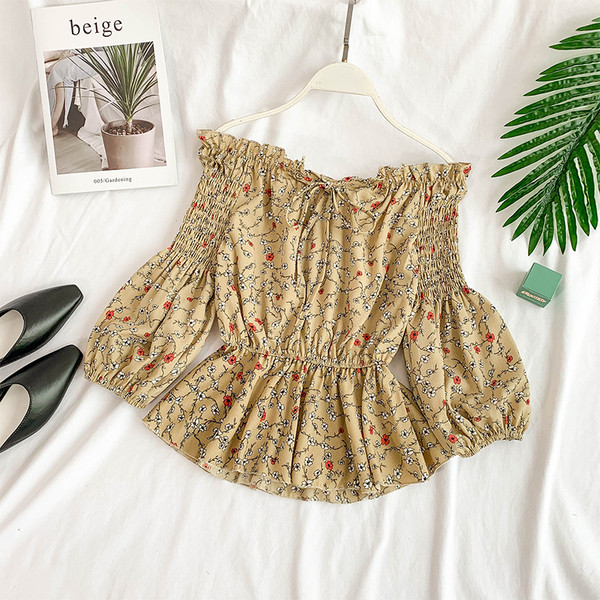 Μοντέρνα γυναικεία μπλούζα με  μανίκια και floral σχέδια σε διάφορα χρώματα