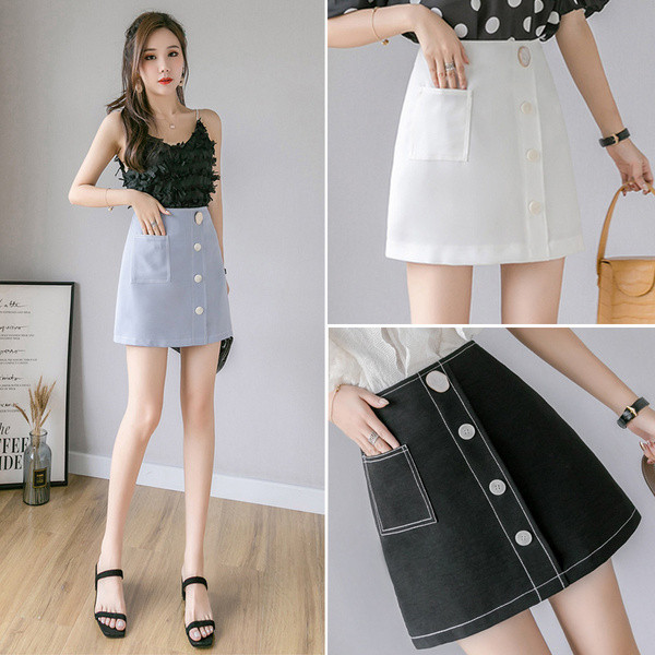 Lezser női szoknya három színben, gombokkal