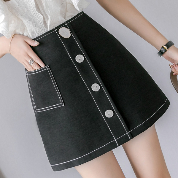 Lezser női szoknya három színben, gombokkal